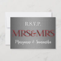 Frau & Frau Gay Lesbian Wedding RSVP in Silver