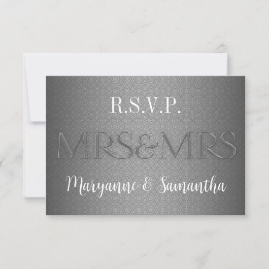 Frau & Frau Gay Lesbian Wedding RSVP in Silver (Vorderseite)