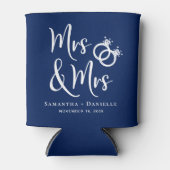 Frau & Frau Lesbian Navy Blue Gastgeschenk Hochzei Dosenkühler (Vorderseite)