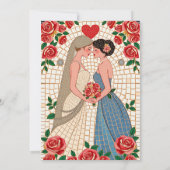 Frau & Frau Lesbian Wedding Mosaic Tile und Rose Einladung (Rückseite)
