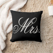 Frau frisch verheiratete Brauttypografie schwarz-w Kissen (Decke)