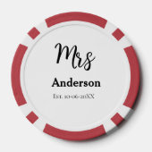 Frau frisch verheiratete Ehefrau Brauname Datum Ja Pokerchips (Rückseite)