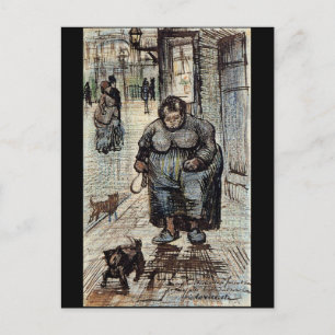 Frau führt ihren Hund spazieren von Vincent Van Go Postkarte