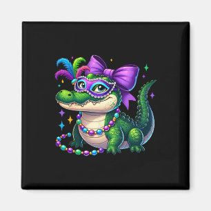 Frau Gator Mardi Gras Stimmung Louisiana Alligator Magnet
