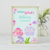 Frau Geburtstagsfrau, Splash. Einladung (Stehend Vorderseite)