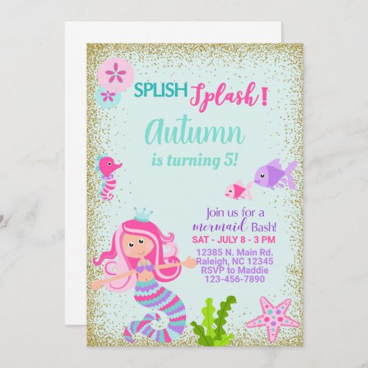 Frau Geburtstagsfrau, Splash. Einladung (Vorne/Hinten)