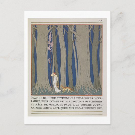 Frau gefolgt von einem Leopard, Illustration von ' Postkarte (Vorderseite)