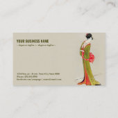 Frau Geisha Chinesische Kunst Hand bemalt Visitenkarte (Rückseite)