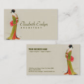 Frau Geisha Chinesische Kunst Hand bemalt Visitenkarte (Vorne/Hinten)