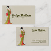 Frau Geisha Chinesische Kunst Hand gemalt g45 Visitenkarte (Vorne/Hinten)