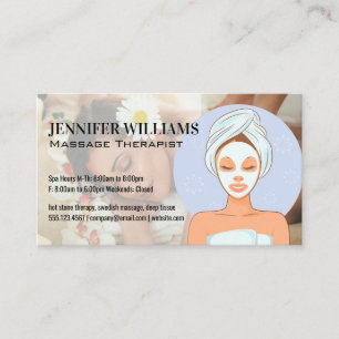 Frau genießt Rückenmassage Spa-Tag Visitenkarte