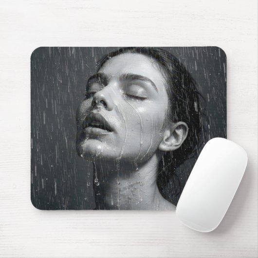 Frau genießt Wasserstrahl der Dusche Mousepad (Mit Mouse)