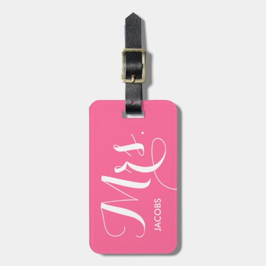 Frau Gepäckmarke - rosa Gepäckanhänger (Vorderseite vertikal)