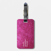 Frau Gepäckumbau - heißes Rosa-Imitat-Glitzer Gepäckanhänger (Rückseite vertikal)