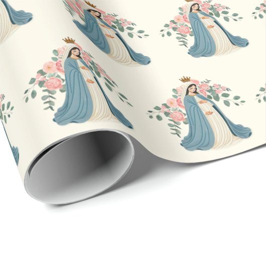 Frau gesegnet Mary Gift Wrap - Bloral Geschenkpapier (Rolleneckpunkt)