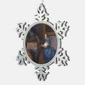 Frau gesetzt an einem Virginal durch Vermeer Schneeflocken Zinn-Ornament (Rechts)