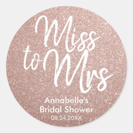 Frau Glam Pink Rose Gold Brautparty Runder Aufkleber (Vorderseite)