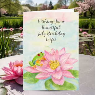 Frau glücklicher Juli-Geburtstag mit Wasserlilie Karte