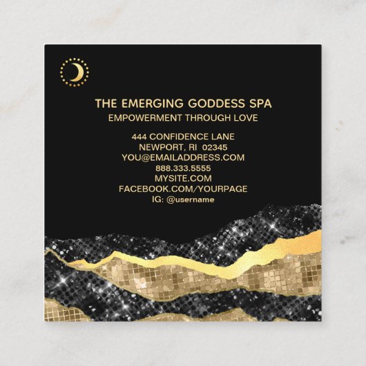 *~* Frau Goddess Moon Rose Blue Pastel Glitzer Quadratische Visitenkarte (Rückseite)