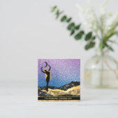 *~* Frau Goddess Ombre Moon Denim Blue Glitzer Quadratische Visitenkarte (Stehend Vorderseite)