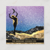 *~* Frau Goddess Ombre Moon Denim Blue Glitzer Quadratische Visitenkarte (Vorderseite)