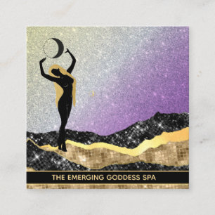 *~* Frau Goddess Ombre VIOLET Rainbow Glitzer  Quadratische Visitenkarte