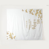 Frau Gold Butterflies Chic White Bridal Hintergrun Wandteppich (Vorderseite (Horizontal))