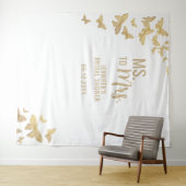 Frau Gold Butterfly White Bridal Hintergrund Wandteppich (Beispiel (Horizontal))