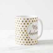 Frau, Gold Glliter Polka Dots, Personalisiert Kaffeetasse (VorderseiteRechts)