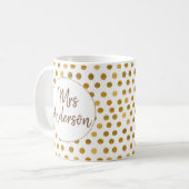 Frau, Gold Glliter Polka Dots, Personalisiert Kaffeetasse (Vorderseite Links)