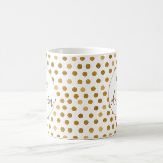 Frau, Gold Glliter Polka Dots, Personalisiert Kaffeetasse (Mittel)
