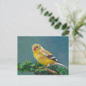 Frau Goldfinch Bird Art Postcard Postkarte (Stehend Vorderseite)