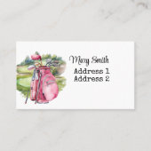 Frau Golf Bag auf dem Golfplatz Aquarell Visitenkarte (Vorderseite)