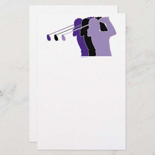 Frau Golfer Briefpapier (Vorne/Hinten)