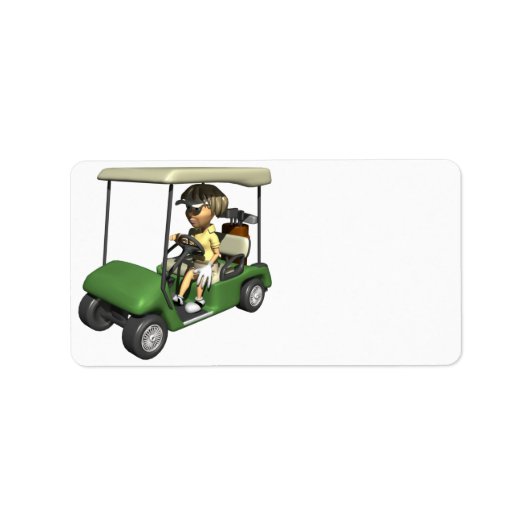 Frau Golfer Cart Adressaufkleber (Vorne)