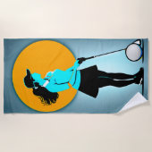 Frau Golfer Design Cotton Beach Handtuch (Vorderseite)