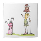Frau Golfer Fliese (Vorderseite)