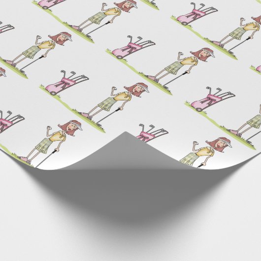 Frau Golfer Geschenkpapier (Ecke)