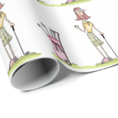 Frau Golfer Geschenkpapier (Rolleneckpunkt)