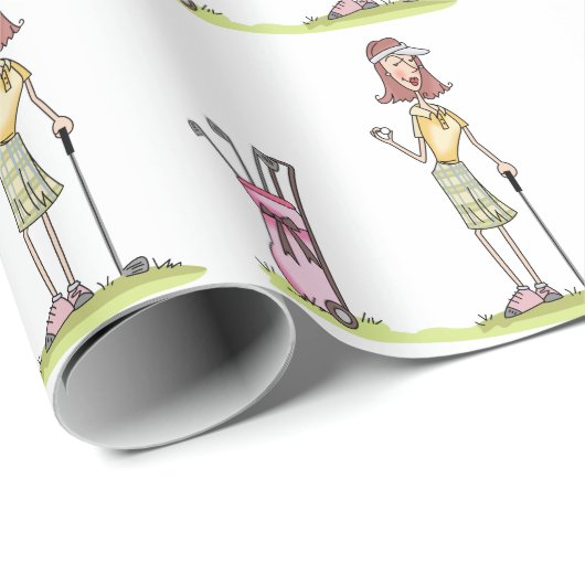 Frau Golfer Geschenkpapier (Rolleneckpunkt)