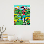 Frau Golfer - Golfer Art Print Poster (Küche)