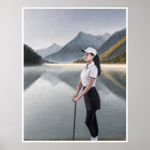 Frau Golfer - Golfer - Golf Art Print Poster