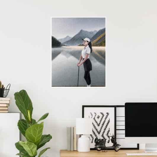 Frau Golfer - Golfer - Golf Art Print Poster (Heimbüro)