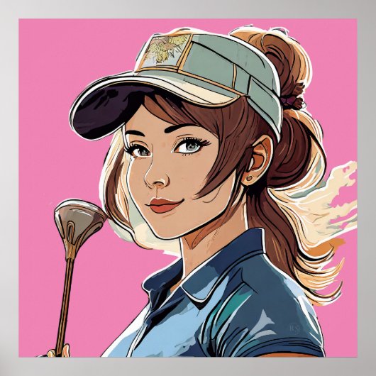 Frau Golfer - Golfer - Golf Art Print Poster (Vorne)