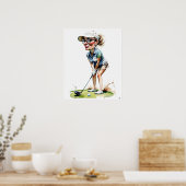 Frau Golfer - Golfer - Golf Art Print Poster (Küche)