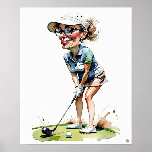 Frau Golfer - Golfer - Golf Art Print Poster (Vorne)