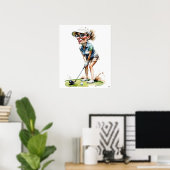 Frau Golfer - Golfer - Golf Art Print Poster (Heimbüro)