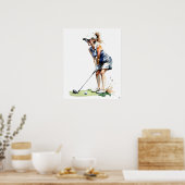 Frau Golfer - Golfer - Golf Art Print Poster (Küche)