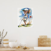 Frau Golfer - Golfer - Golf Art Print Poster (Küche)