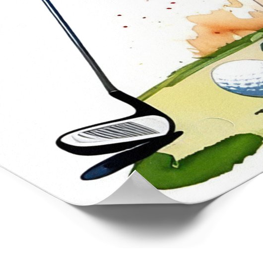 Frau Golfer - Golfer - Golf Art Print Poster (Ecke)